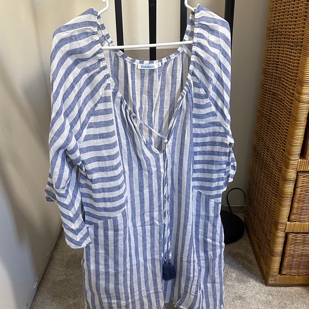 Blue Island Navy and White Striped Tunic